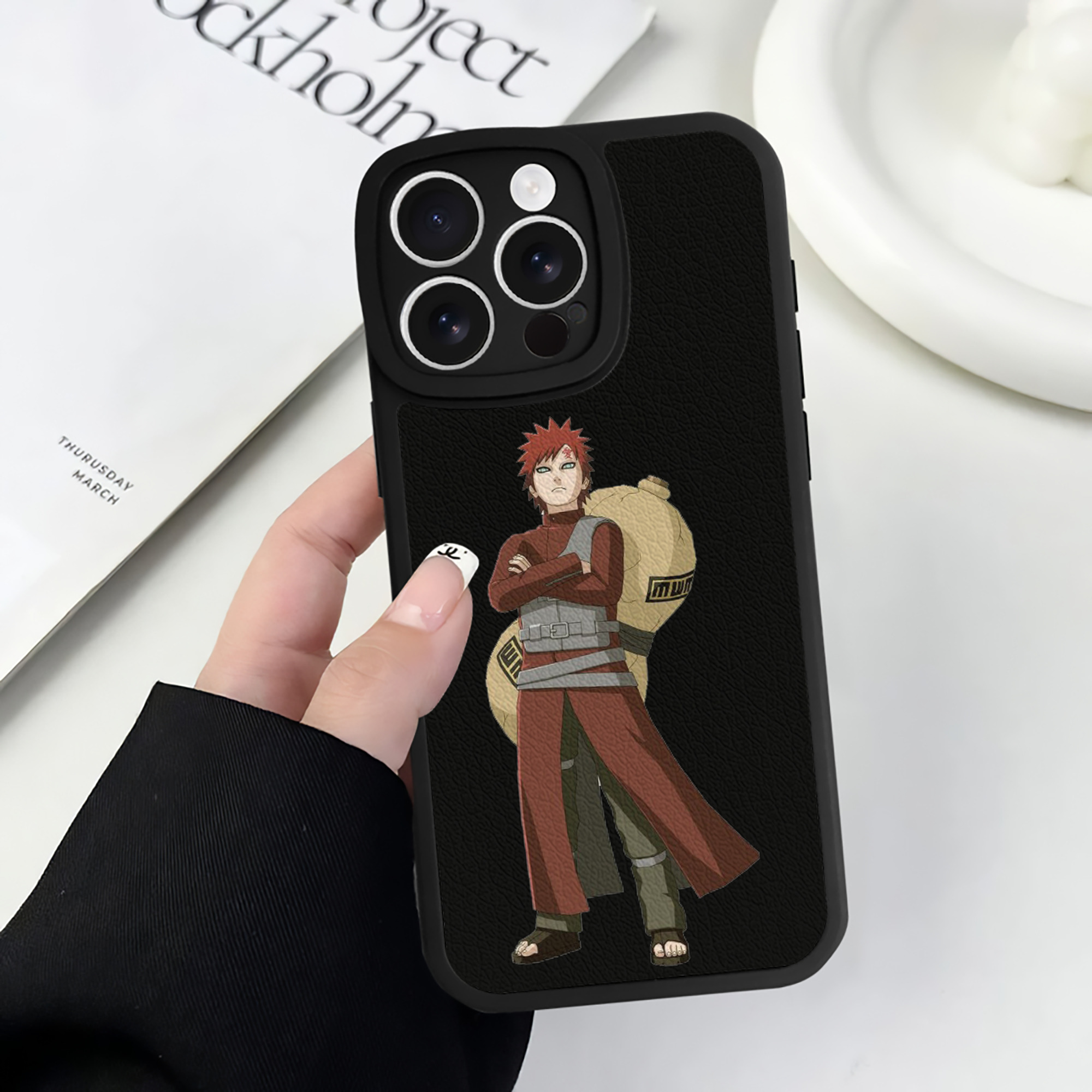 （画像用） NARUTO -ナルト- ガアラ Gaara 【iPhone 16シリーズ対応】シリコンスマホケース（レザー調） 材質：シリコン